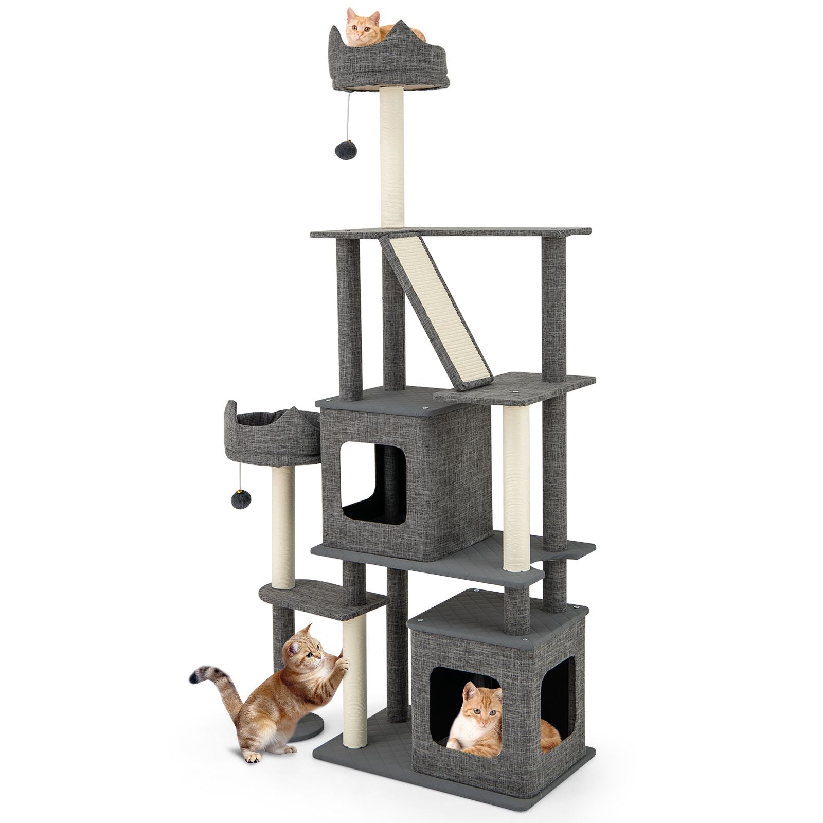 180CM Tall Cat Tree Multi-Level Large Cat Tower with Scratching Posts
