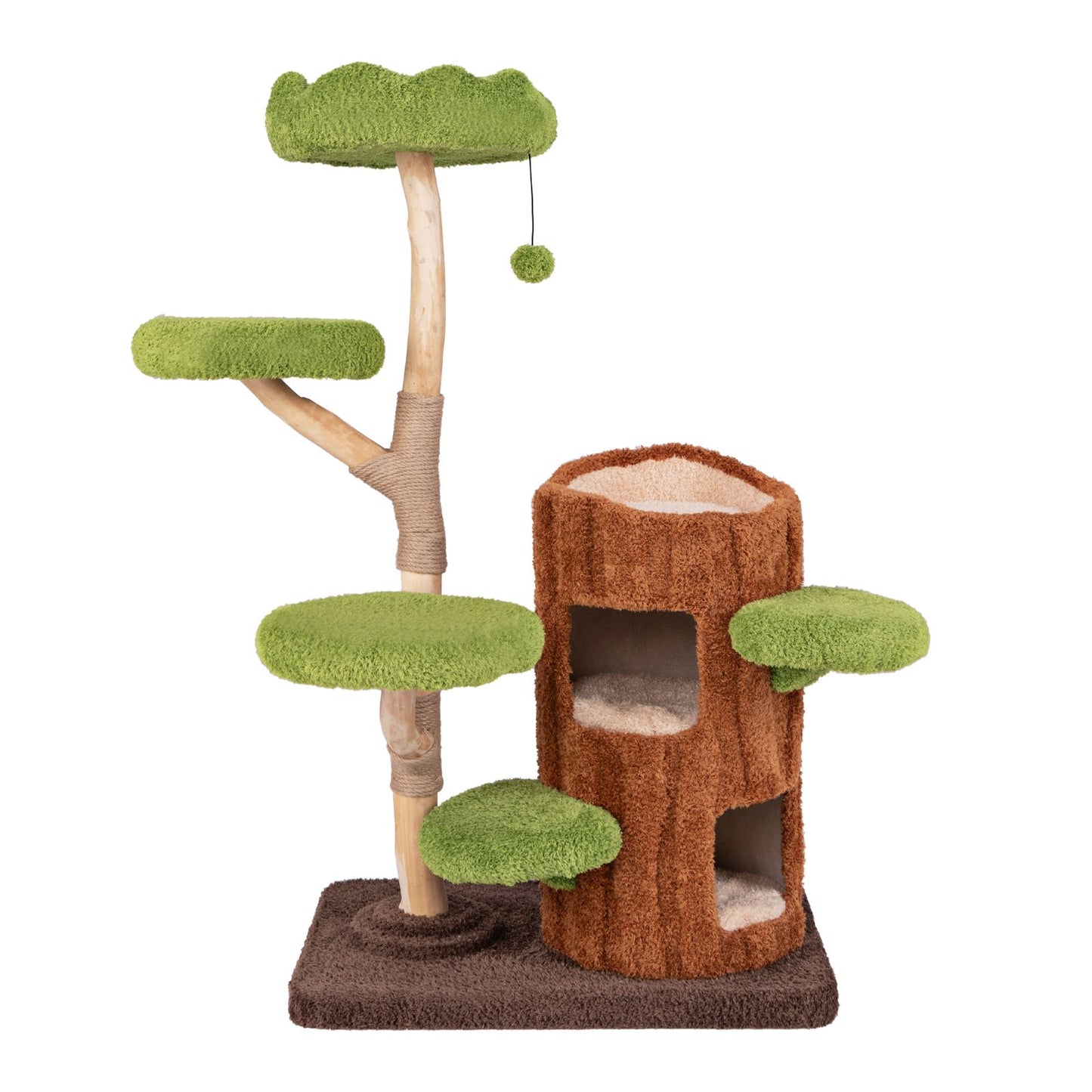 Multi-Level Cat Tree Tree Hole Designed Cat Tower with Double Decker Cat House