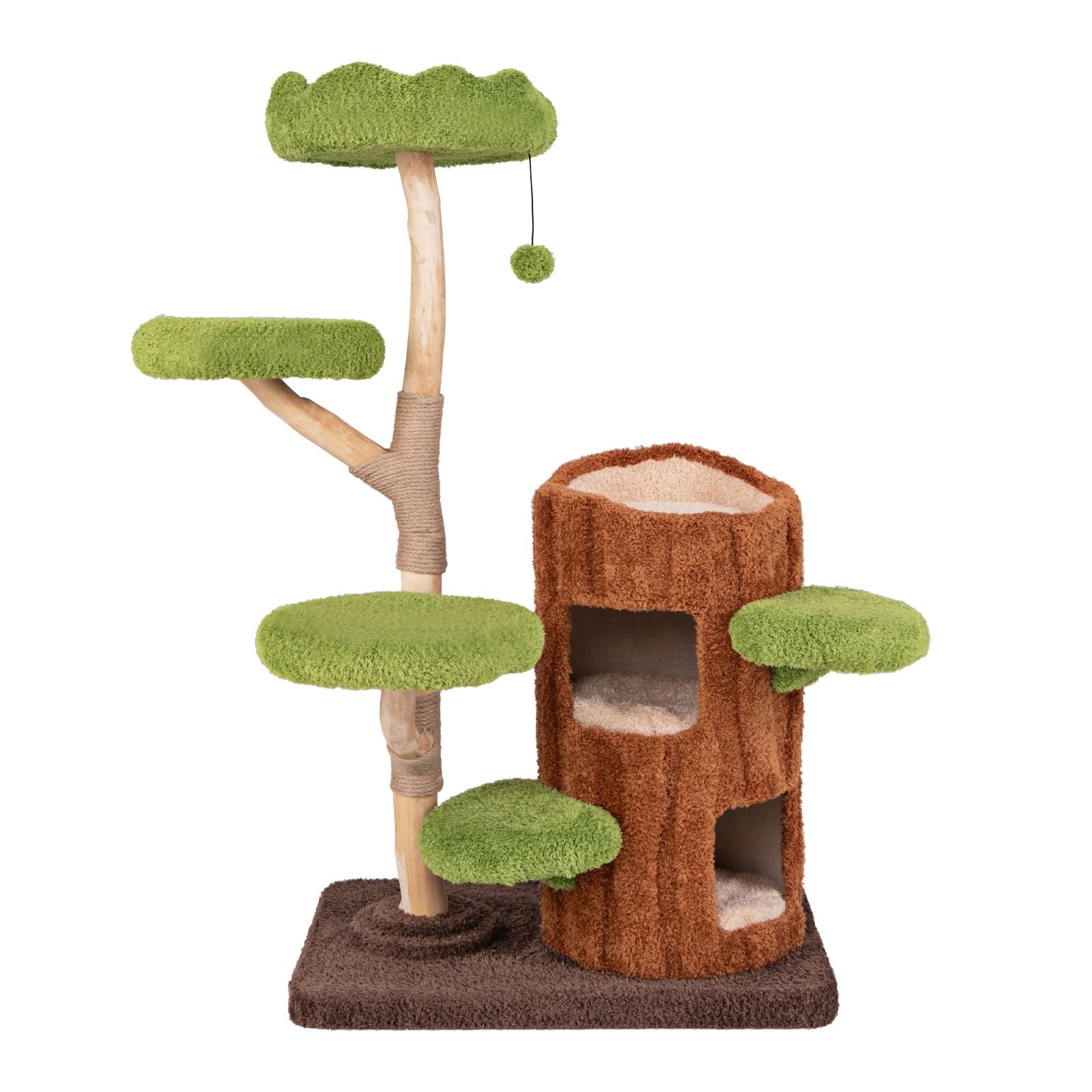 Multi-Level Cat Tree Tree Hole Designed Cat Tower with Double Decker Cat House