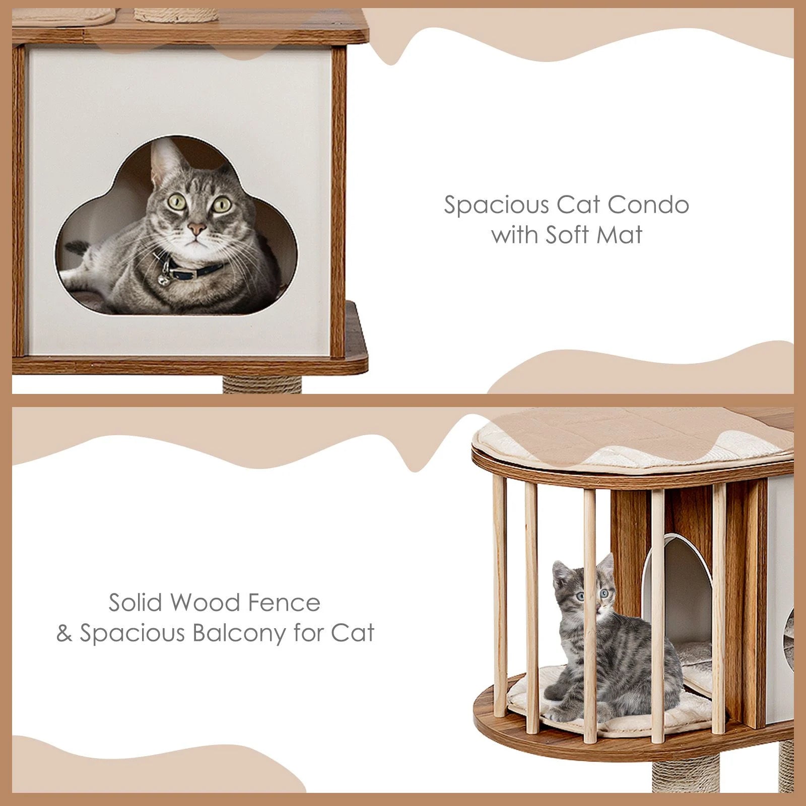 Cat Tree for Indoor Cats with Padded Plush Perch