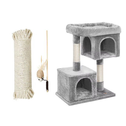 Cat Tree, 84 Cm Cat Tower,Cat Condo for Large Cats up to 7 Kg,2 Cat Caves, Scratching Post