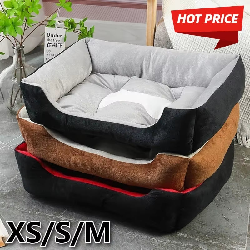Large Dog Cushion Bed - Square Design, Breathable, Non-Slip, Winter Warmth, Thickened Soft Cat Mat, Pet House