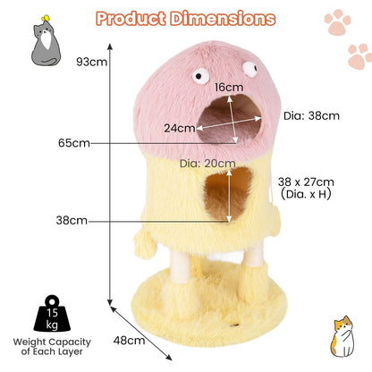 Cute Monster-Themed Cat Tower with 2 Private Condos