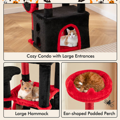 Gothic Cat Tree for Indoor Cats Large Cat Tower with Plush Perch