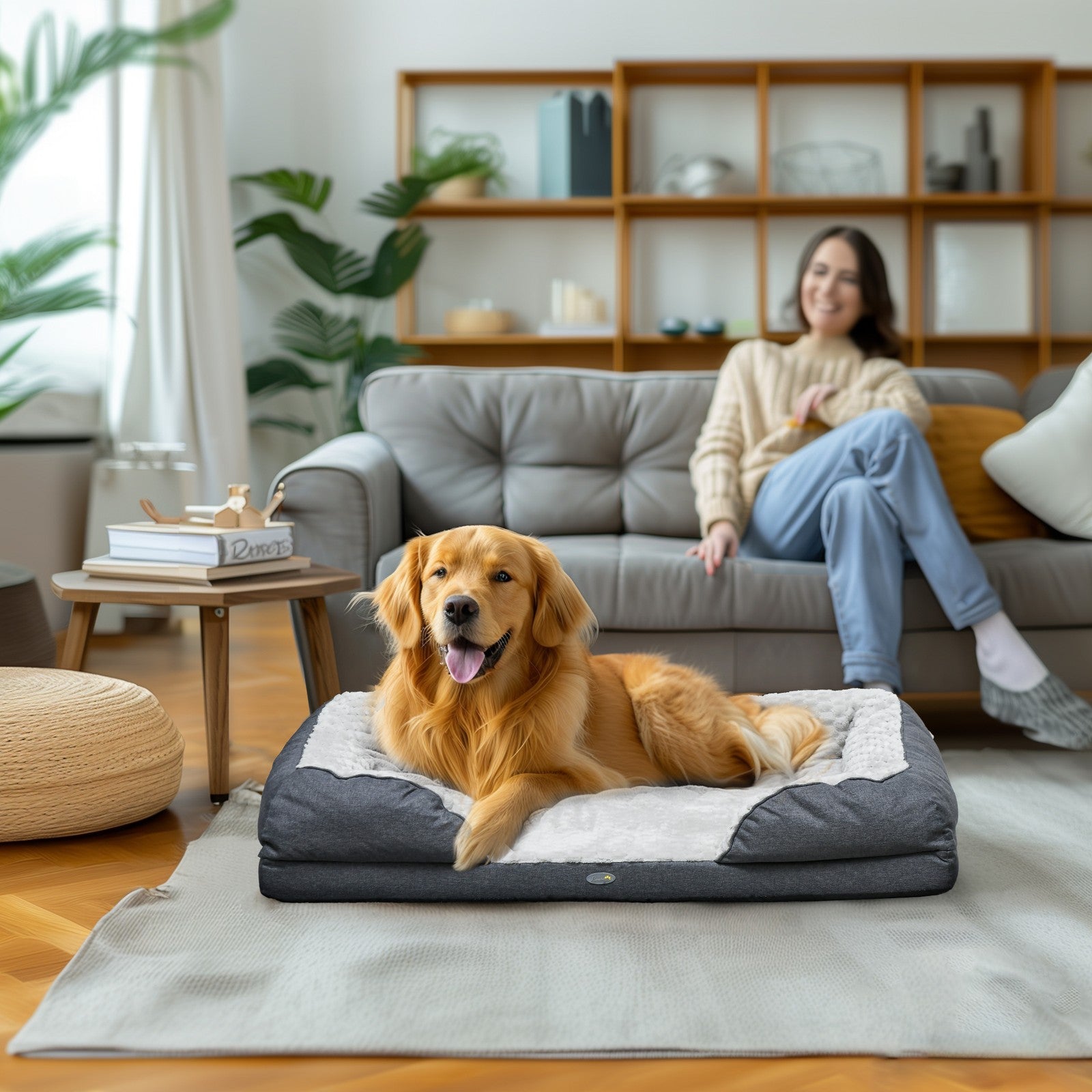 Pawhut Calming Dog Bed for Large Breeds - Charcoal Grey Mattress