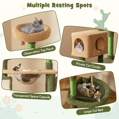 150 Cm Multi-Level Cactus Cat Tree for Indoor Cats