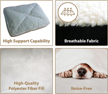 Ellie-Bo Small Dog Bed for 24-Inch Crate - Black Faux Suede and Sheepskin