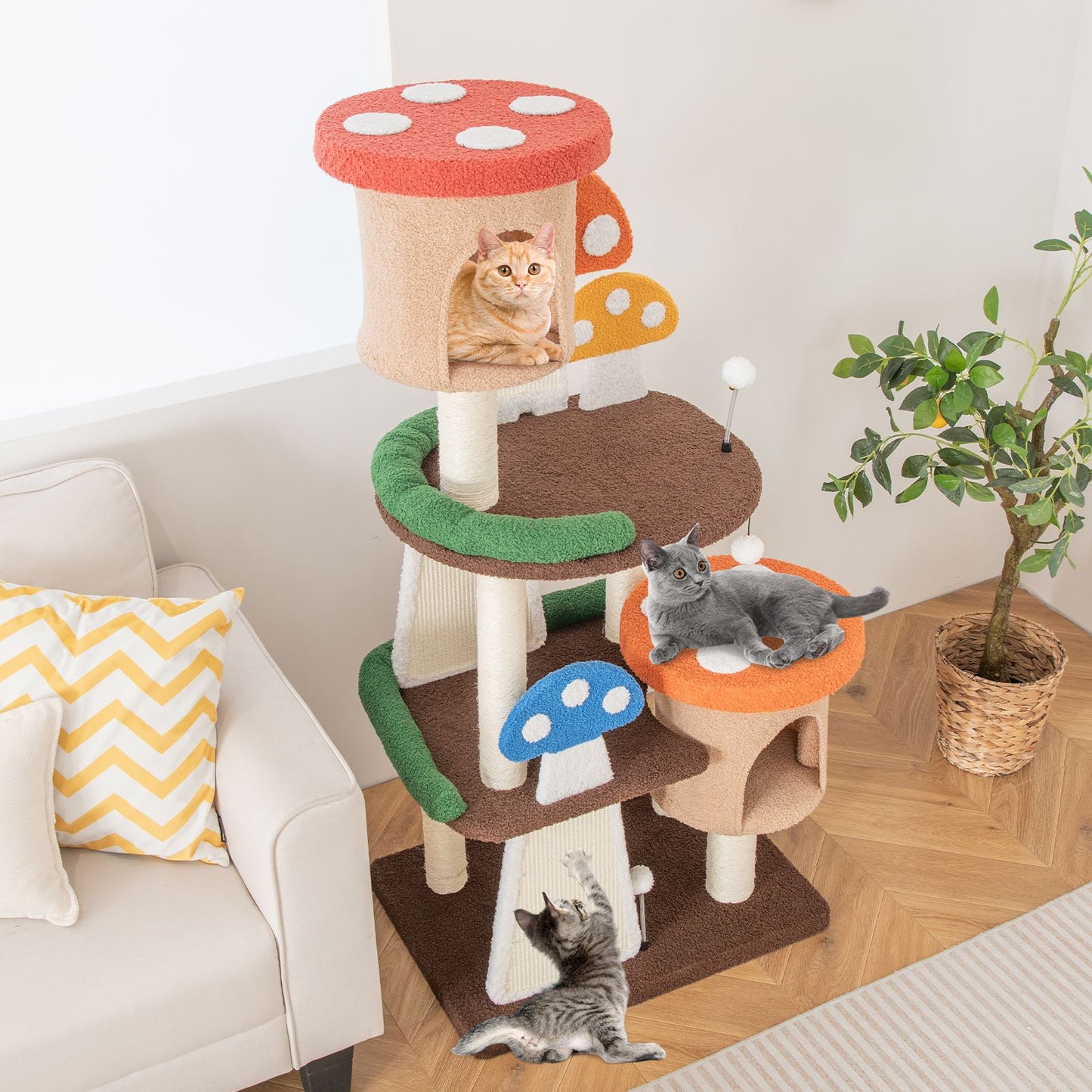 4-In-1 Cat Tree Multi-Layer Cat Tower with 2 Condos and Platforms