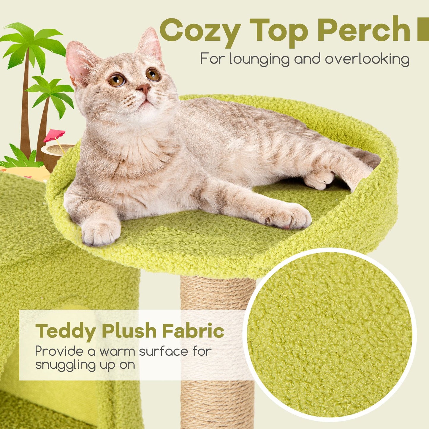 180 Cm Tall Cat Tree Multi-Level Aesthetic Beach-Themed Cat Tower