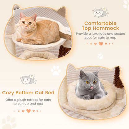 4 in 1 Cat Tree with Cat Self Groomer and Sisal Covered Scratching Post
